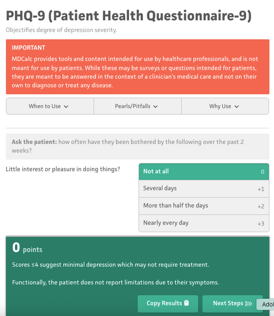 Depression Health Screening Questionnaire 